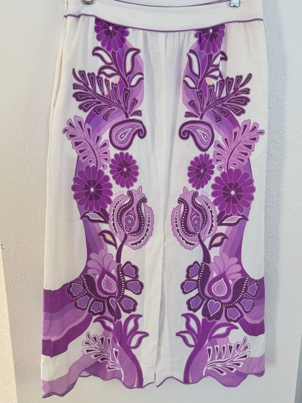 FARM Rio Color Festival Cream Midi Skirt SZ M - Picture 3 of 3